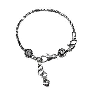 Brighton Silver Tone Slide Charm Bracelet w/Swarovski Crystals 8"